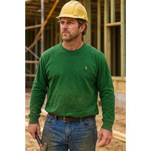 Vtg Polo Ralph Lauren Shirt XXL Green Long Sleeve Distressed Grunge Workwear 90s